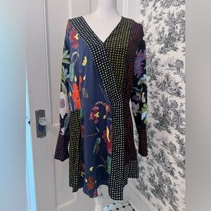 DianeVon Furstenberg women’s 100% silk patchwork, multicolor long sleeve dress M